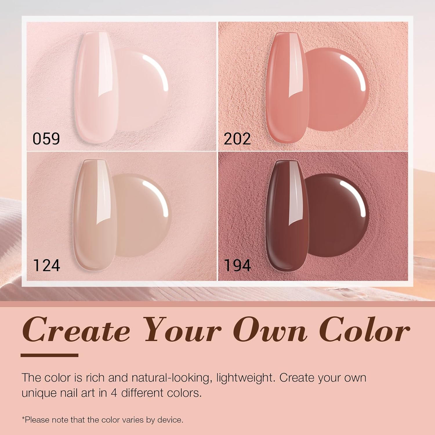 AZUREBEAUTY Dip Powder Nail Kit Starter, All Season Skin Tone Nude Brown 4 Colors Acrylic Dip Powder Liquid Set with Base/Top Coat Activator for French Nail Art Manicure DIY Salon Gifts