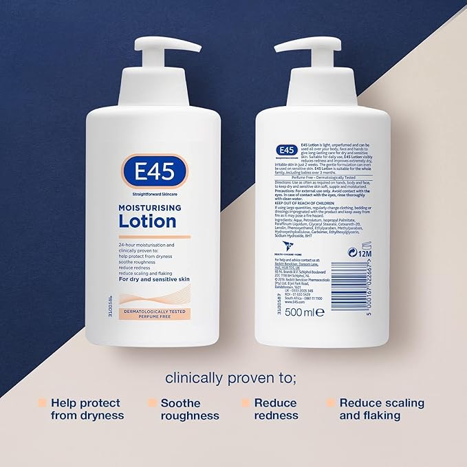 E45 Dermatological Moisturising Lotion, 16.91 Fl Oz (Pack of 2)