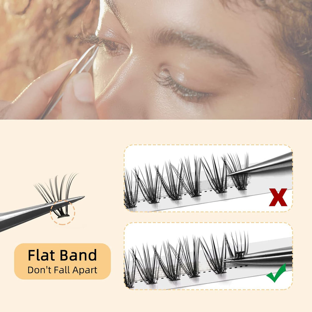 QUEWEL Cluster Lashes 240Pcs Individual Lashes 20D 0.07D Curl 12mm Knot-Free Lash Extensions Clusters Lashes Soft&Natural False Eyelashes Individual DIY Eyelash Extension at Home(20D 0.07D 12)