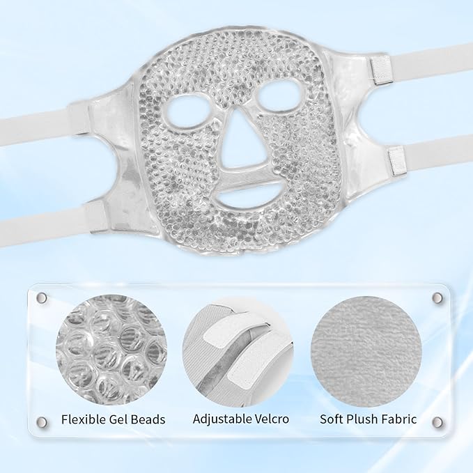 Cold Face Eye Masks Ice Face Mask Hot Cold Compress For Dark Circles, Puffiness, Migraines, Headache, Stress, Redness, Cooling Face Masks For Women Man, Skin Care