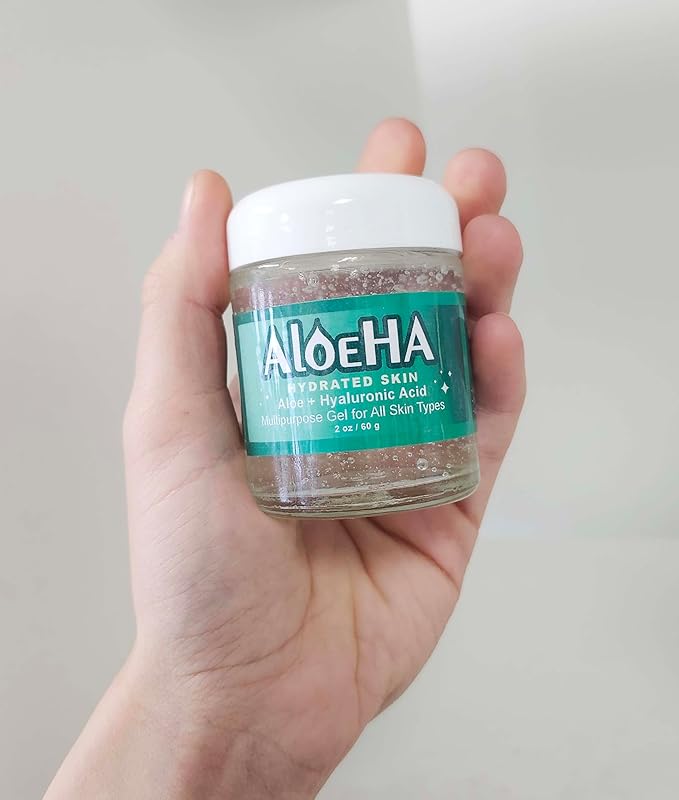 AloeHA Hydrated Skin Aloe & Hyaluronic Acid Gel - Hydrating Serum & Moisturizer for Sensitive Skin, Under Eye Care, All-Purpose Skincare Gel & Mask (2 oz)
