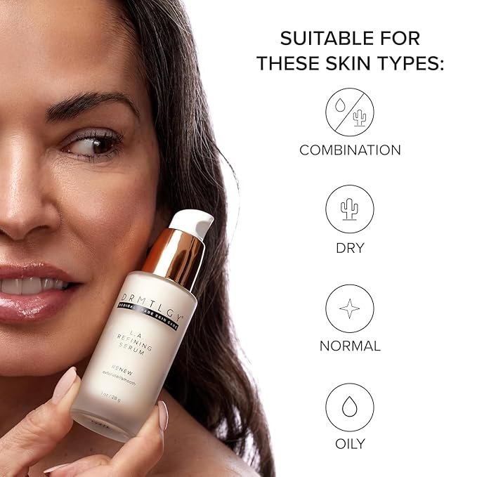 DRMTLGY Lactic Acid 12% Refining Serum for Face - AHA & PHA Exfoliating Face Serum - Dark Spot Serum with Brightening Licorice Root Extract, 1oz