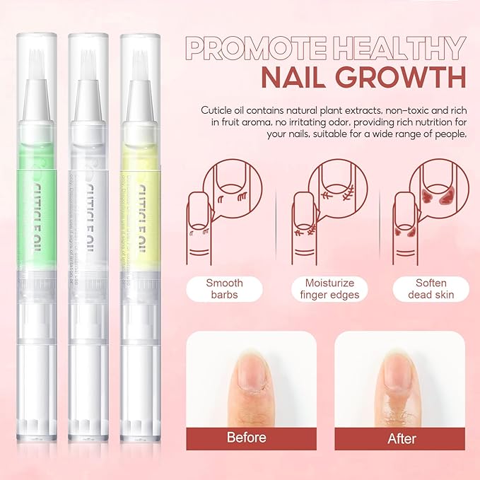 Peacecolor 8Pcs Cuticle Oil Pen Acrylic Nail Kit