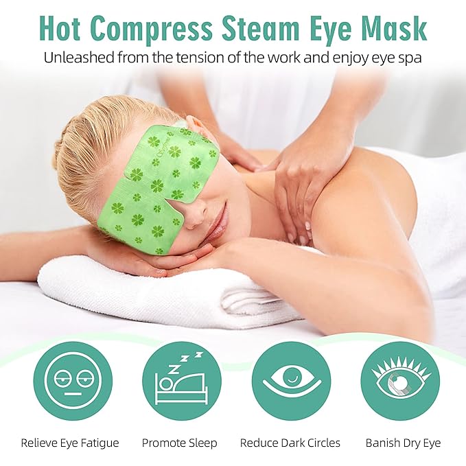 Serfeymi 22 Packs Steam Eye Mask-Disposable Cornea Care Rest Self Heating Eye Mask,Warm Eye Compresses for Dry Eyes,Sleep,Spa,Travel Essentials & Relaxation Gifts,Stocking Stuffers-Unscented