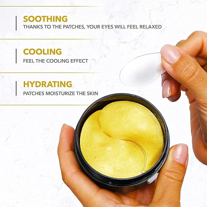 Under Eye Mask for Dark Circles and Puffiness, Wrinkles, 24k Gold Under Skincare Treatment Patches for Puffy Eyes with Collagen for Women and Men - Gel Pads - 30 Pairs