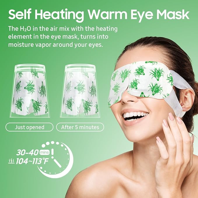 30Packs Steam Eye Mask, Heated Eye Mask Warm Compress for Eyes, Self Heating Warm Eye Masks Disposable Steam Mask for Home Sleep, Spa, Travel Essentials & Relaxation Gifts (Lemongrass)