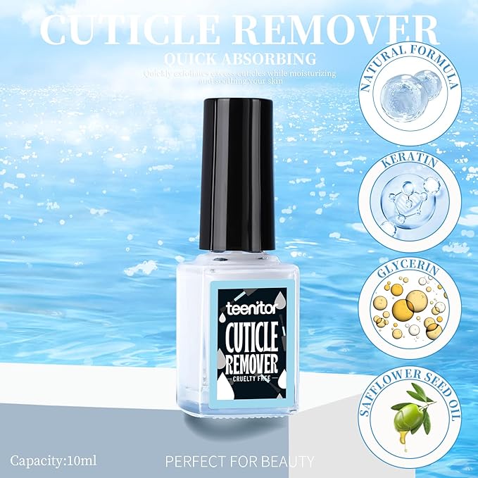 Teenitor Cuticle Remover Cuticle Remover Kit, Nail Care Kit with Cuticle Remover Cuticle Oil Nail File Nail Buffer Cuticle Pusher, Cuticle Peeler Scraper, Manicure Care Tools Milk and Honey