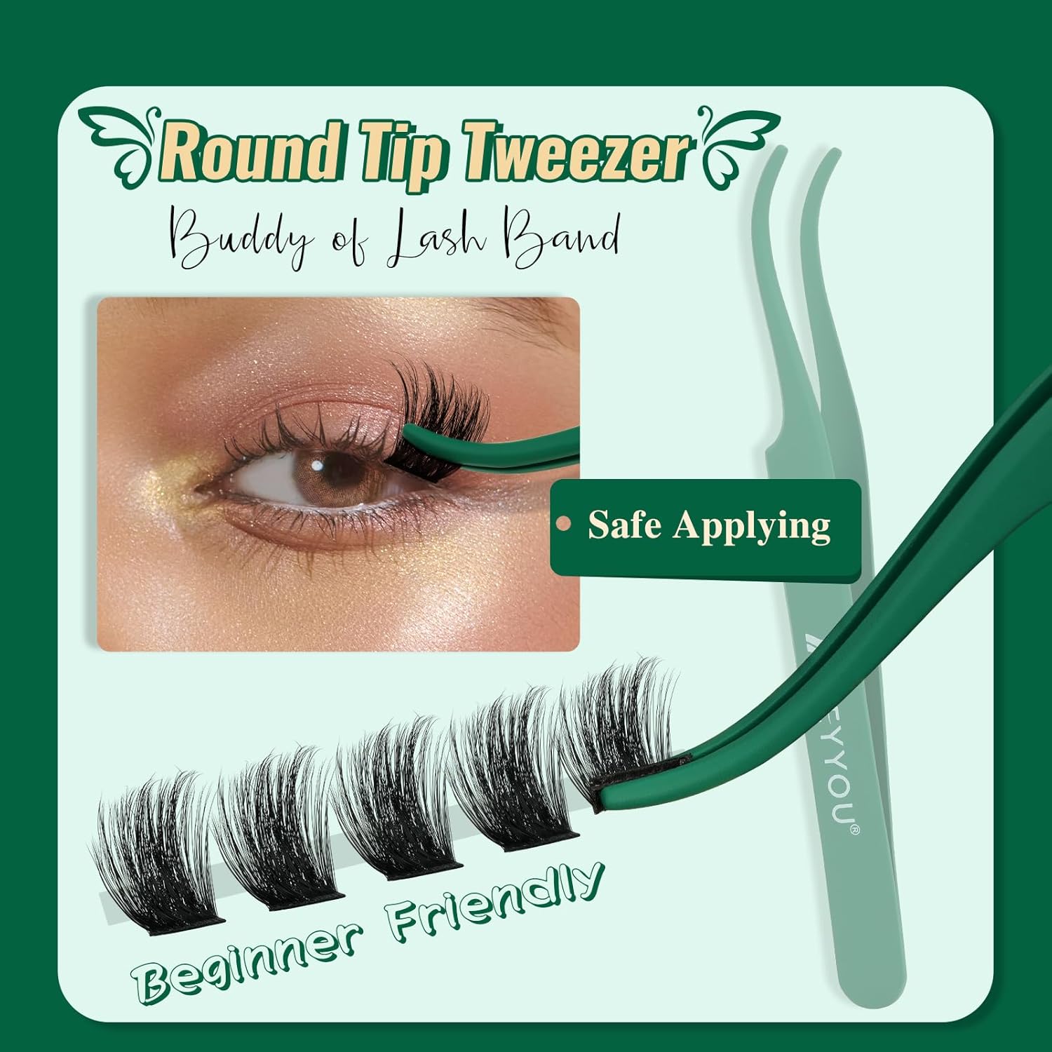 KEYYOU Lash Extension Kit 144pcs Thick Super Soft Lash Clusters with Lash Bond and Seal Lash Glue Remover Lash Applicator and Lash Brush Easy to DIY at Home（PC02-D-10-18MIX）