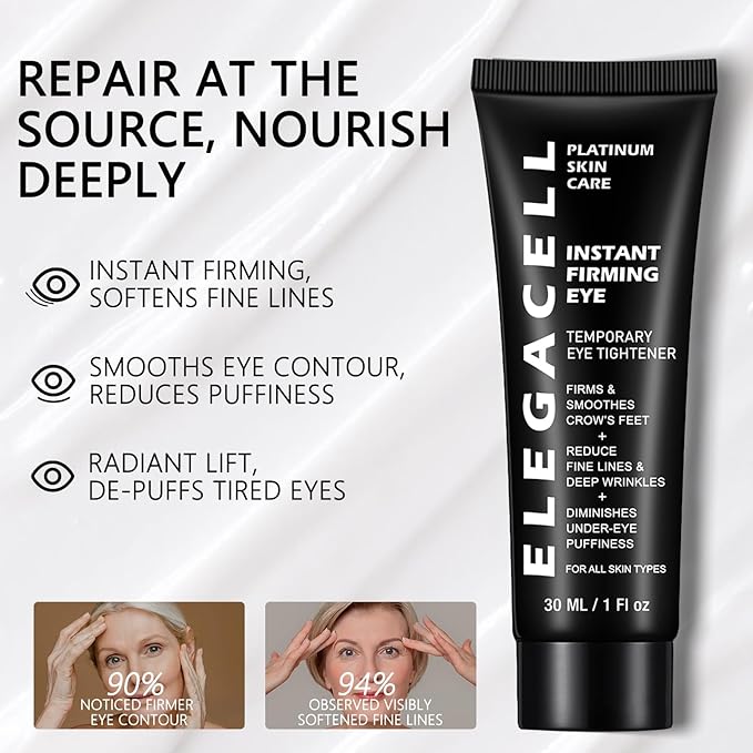 Elegacell Temporary Eye Tightener Cream Instant Firm Eye - Smooth the Look of Fine Lines, 1 Fl oz / 30ml
