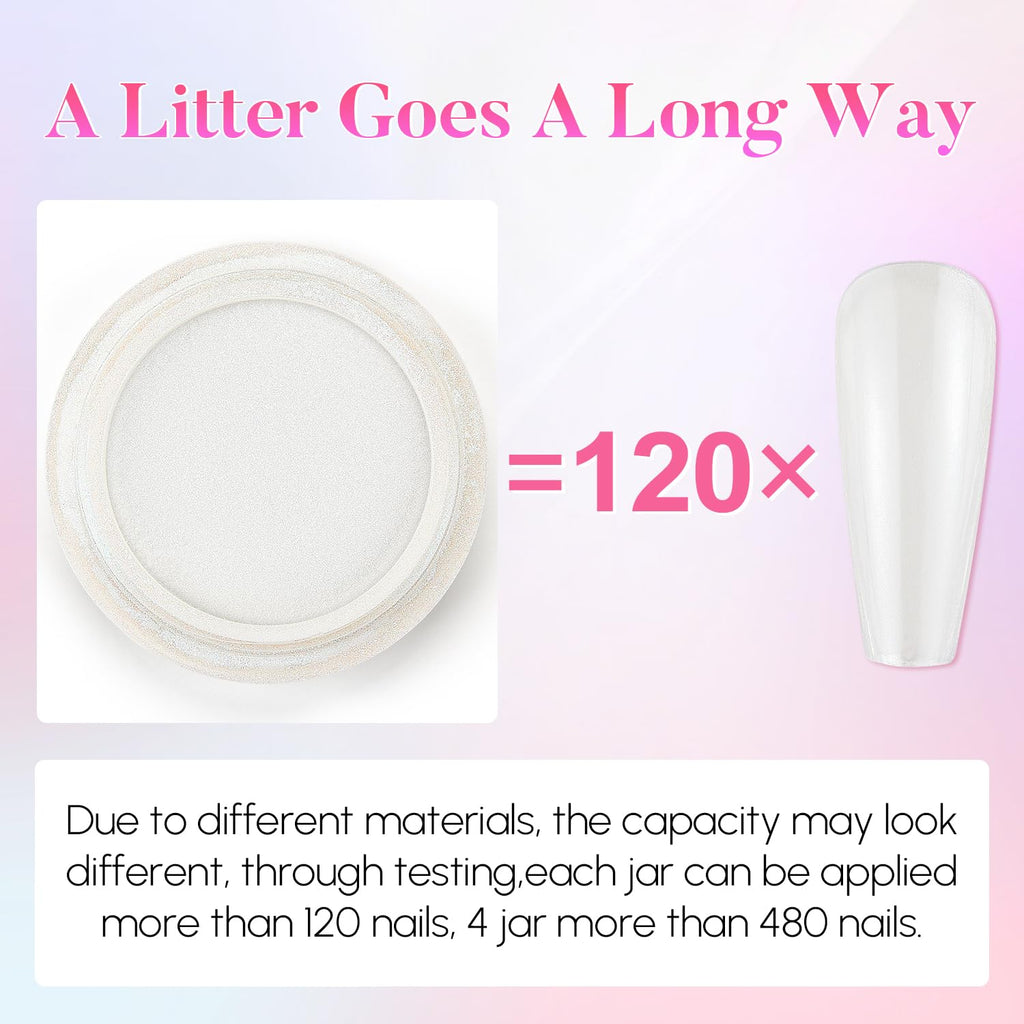 AIMEILI Pearl Chrome Nail Powder, Vegan, Cruelty Free, 4 Colors Aurora Metallic Holographic Mirror Effect Nail Art Pigment Iridescent Shell Glitter Nail Art