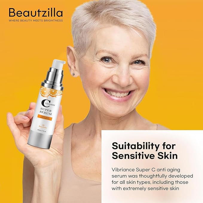 Super Vitamin C Face Serum for Mature Skin: Hyaluronic Serum for Dark Spots Fine Lines Wrinkles All-in-One Formula Hydrates Firm Smooth Age-Defying Serum for Women Over 50-1 fl oz
