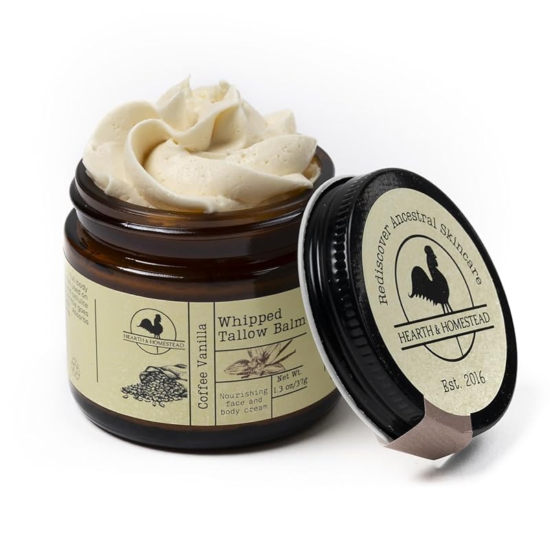 Handmade Whipped Tallow Balm (Coffee Vanilla) - Organic Body Butter with Infused Olive Oil - 1.3 oz …