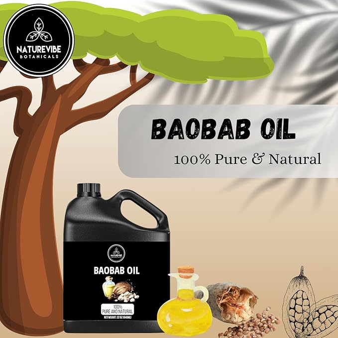 Naturevibe Botanicals Baobab Oil 32 Ounces | 100% Pure and Natural | Great for Skin Care and Hair Care