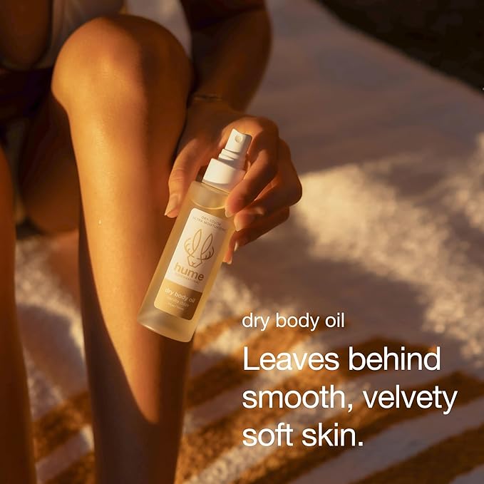 HUME SUPERNATURAL Dry Body Oil Spray - Moisturizing Oil for Dry Skin, After Shower Body Oils for Women and Men, Nourishing, Hydration, Glow, Probiotic, Vanilla Daze, 2-Pack