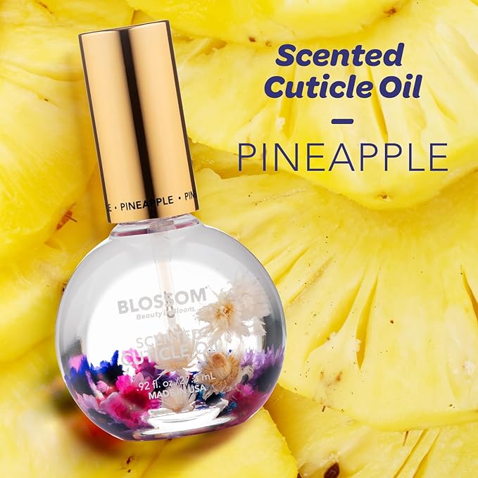 Blossom Cuticle Oil for Nails, Hydrating, Moisturizing, Scented Nail Oil Cuticle Care, Infused with Real Flowers, Made in USA, 0.92 fl. oz, Pineapple