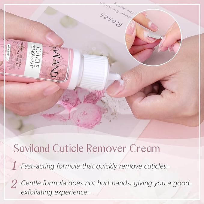SAVILAND Cuticle Remover and Cuticle Oil Kit – Nail Care Kit with Cuticle Remover Liquid & 1.01 oz Cuticle Oil Cuticle Trimmer for Cuticle Softener & Moisturize Manicure Kit for Home Use