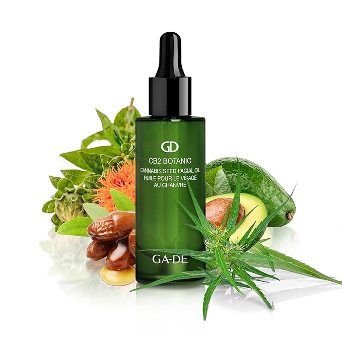 GA-DE Botanic Cannabis Seed Facial Oil - Lightweight Nourishing Face Oil - with Grapeseed Oil, Silk Touch Elixir Complex, and Vitamin E - 1 oz