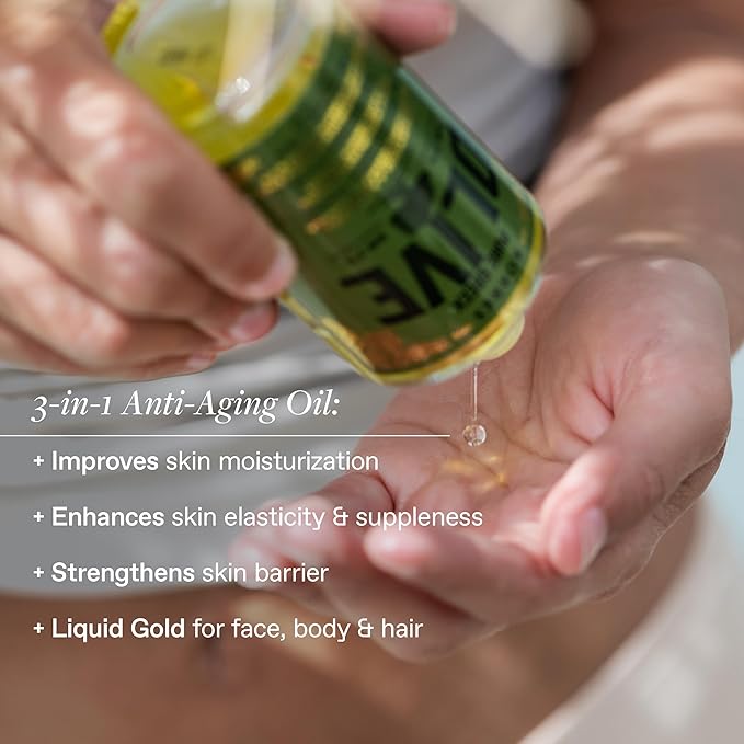 KORRES Extra Virgin Olive Oil for Face, Hair and Body, Moisturizer for Dry Skin and Hair, Pure, Greek Cold Pressed Olive Oil, Multi-Tasker Skincare for Women, Hydrating and Nourishing, 3.38 fl oz