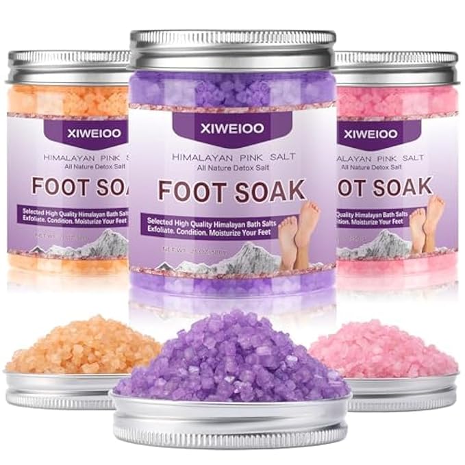 Himalayan Pink feet soka Salt 3 Set Kit Lavender Scent Orange Scent Rose Scent Foot Soak Salts with Epsom Set-Foot Athletes Foot spa Itching,Foot Bath Salt Tea Tree Oil Foot Care