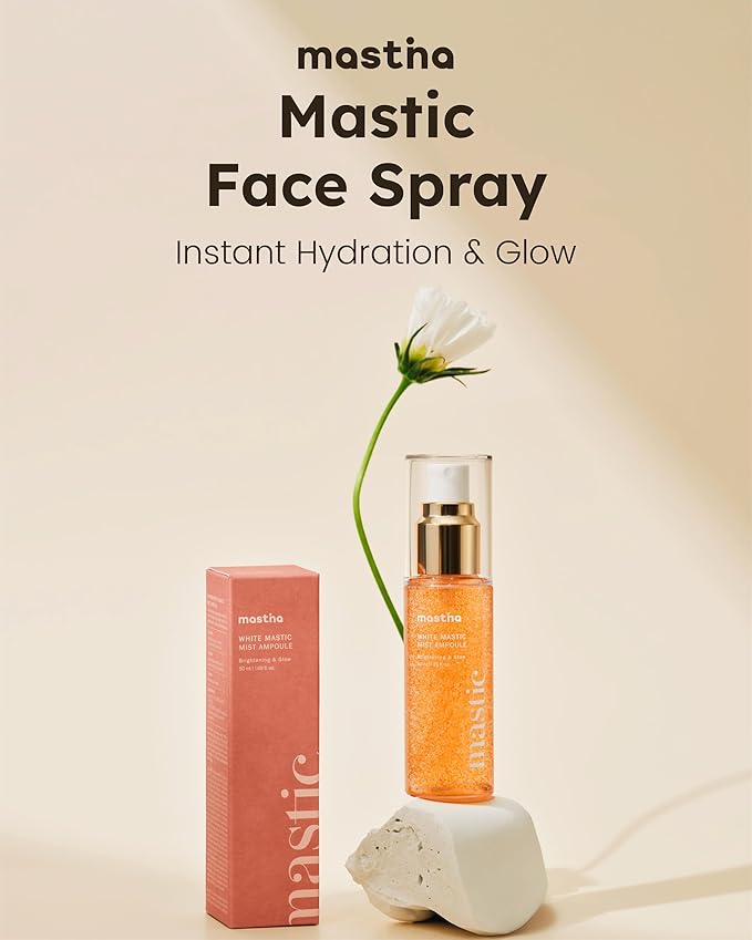 MASTINA Mastic Face Spray (1.69fl oz) Facial Mist for Natural Glow, Hydrating Formula for Dry Skin, On-the-Go Portable Korean Skin Care, Travel Summer Essentials. Mastic Gum.