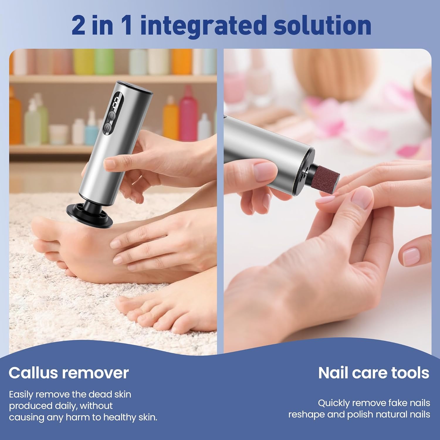 Electric Foot Callus Remover,2 in1 Rechargeable Callus Remover for Feet,9-Speed Wireless Electric Foot File Nail Grinder,Foot Scrubber Pedicure Tools for Dead Skin Dry Cracked Feet(Black MINI)