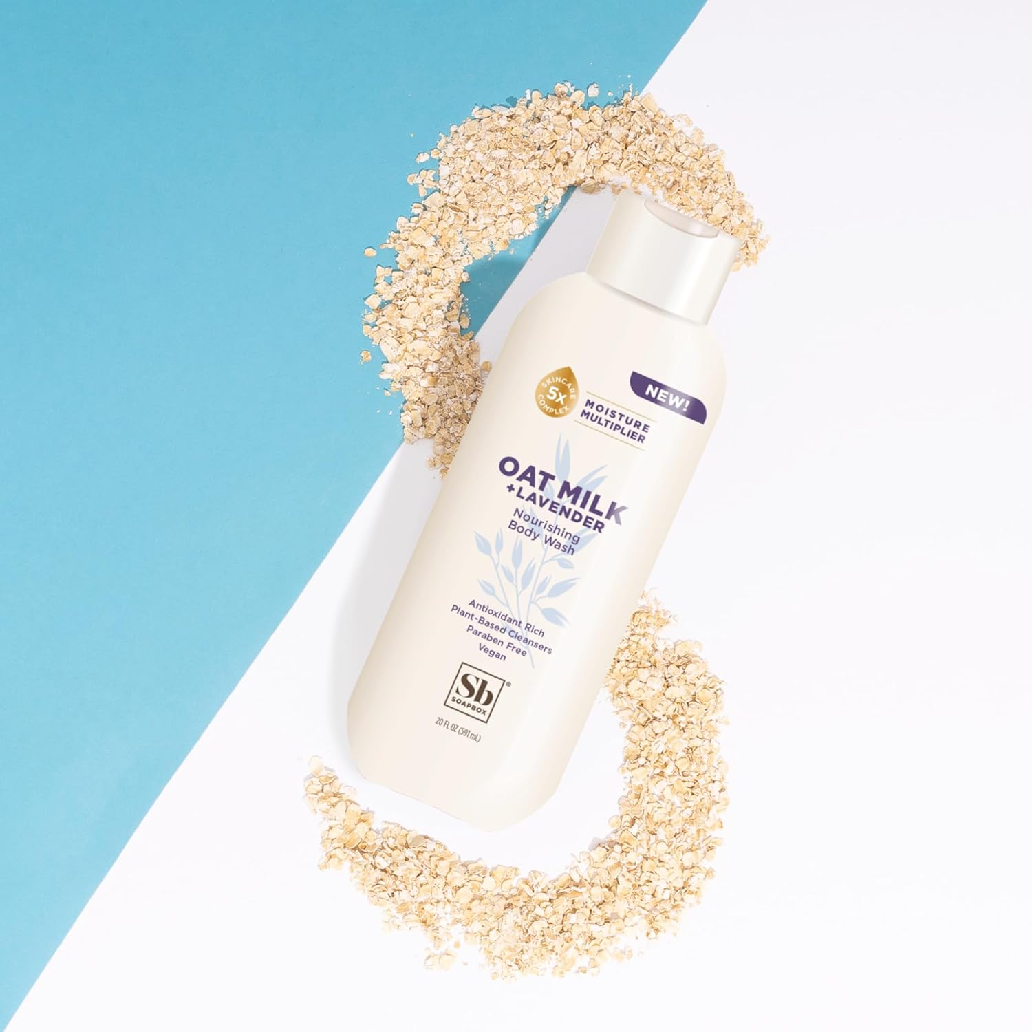 Soapbox Body Wash, Oatmilk & Lavender Liquid Body Wash, Moisturizing Soap with Shea Butter, Vegan Duo Pack of 2 Soap Bottles, 20oz Each