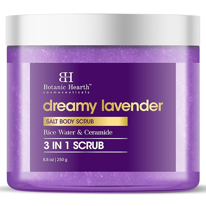 Botanic Hearth Dreamy Lavender Body Scrub 8.8 fl oz - Gently Exfoliates and Moisturizes Skin, Infused with Natural Lavender Oil and Essential Nutrients for Smooth and Radiant Skin