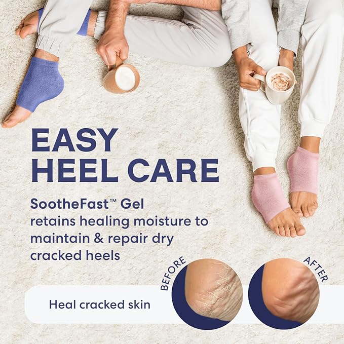 Dr. Frederick's Original Moisturizing Fuzzy Heel Socks - 2 Pairs - Cozy Gel-Lined Sleep Socks for Women & Men - Soothes Dry, Cracked Feet - Heel Repair - Lavender Luxury