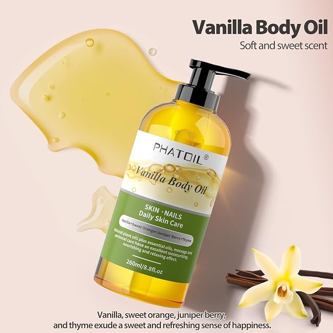 Sandalwood Body Oil & Ylang Ylang Body Oil & Vanilla Body Oil 260ML Large Bottle Body Oil for Moisturizing Skin