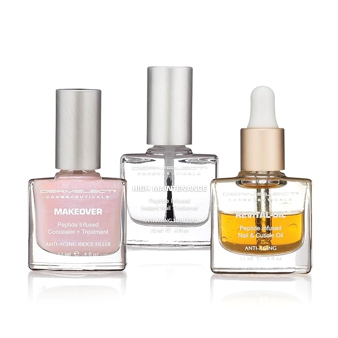 Dermelect Conceal & Condition Nail Treatment Kit – Ridge Filler & Color Corrector for Damaged, Discolored & Brittle Nails – Strengthening Nail Care with Keratin, Peptides & Biotin – Sheer Pink & Nude