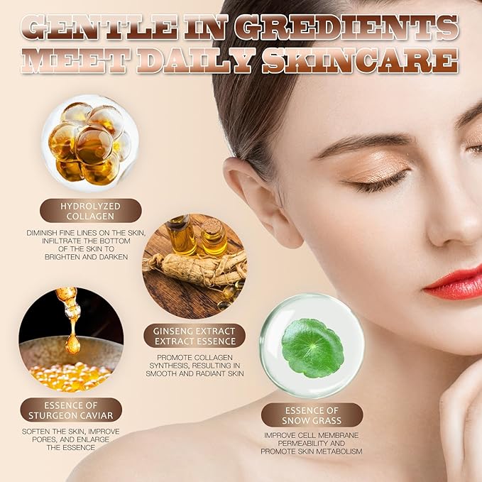 Luxurious Hydrating Skincare Gift Set with Cordyceps Extract - Includes Face Cleanser, Balm, Eye Cream, and 4-Piece Essence Set (Water, Serum, Emulsion, Cream)