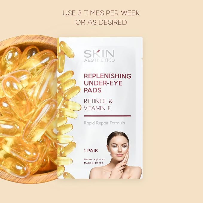Retinol & Vitamin E Under Eye Patches - Reduces Wrinkles, Fine Lines & Eye Bags, Repairs Skin - Dermatologist Tested Korean Skincare - Clean Beauty, Cruelty-Free - 5 Pairs