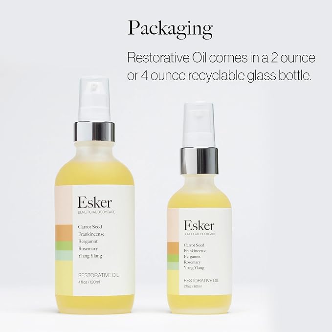 Esker Restorative Body Oil | Premium Deep Hydration Oil Designed to Soften and Moisturize Skin While Promoting Circulation and Energy Flow, Fast-Absorbing with Vitamins and Antioxidants 4oz