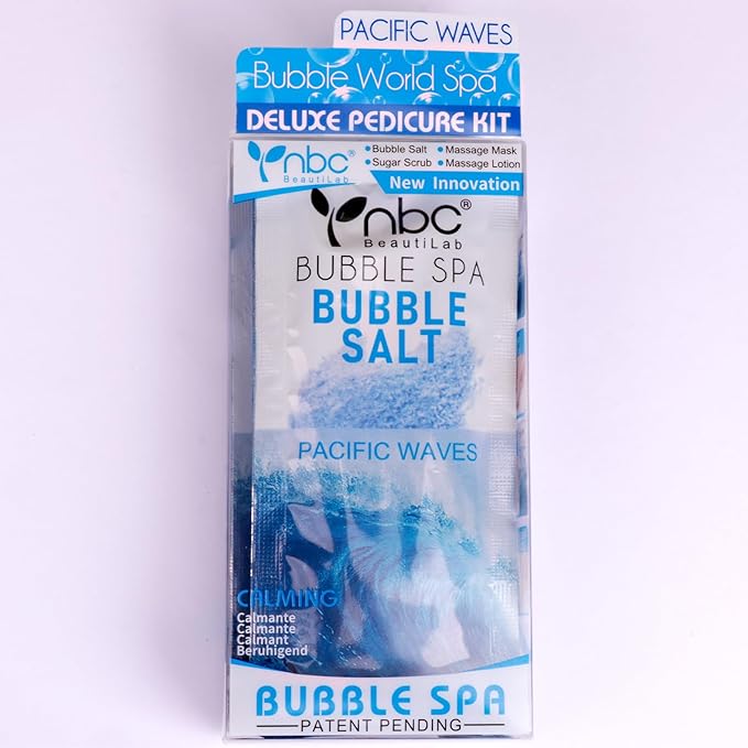Pedicure Kit Foot Soak Set: Bubble Salt, Sugar Scrub, Massage Mask, Massage Lotion in a Box, 4 Step Foot Spa Kit for Dry Feet, Softens Calluses(1 Set Pacific Waves)