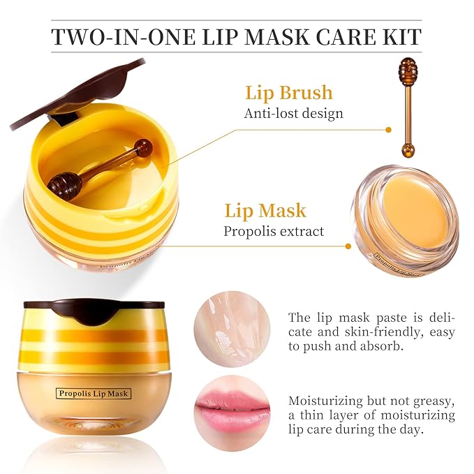 2 PCS Honey Lip Balm Pot, Honey Lip Mask, Reduces Lines, Hydrate & Moisturizing Skin Care, Prevention Dry Cracked Lips Repair Treatment