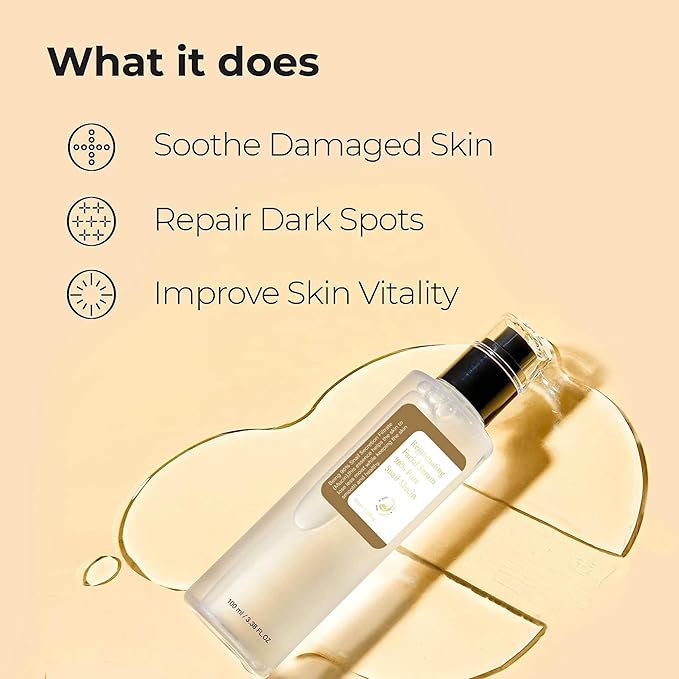 Snail Mucin Serum Luxury Korean 96% Snail Facial Serum Filtrate for skincare, Hydrating Serum For Dry Dull Face Skin and Wrinkles Power Repairing Essence For Face - GoldSnailRX