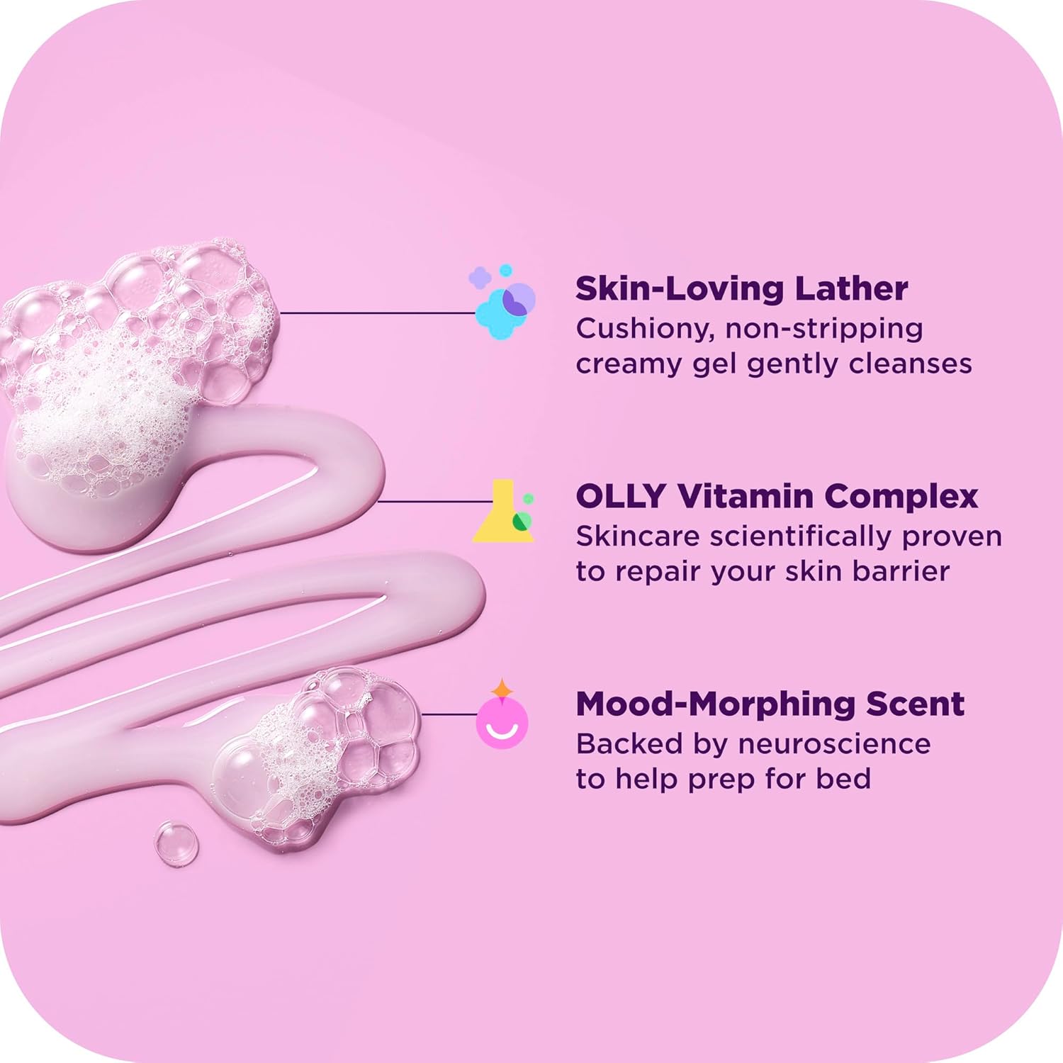 OLLY Renew Body Wash with Vitamin D, Retinol & Botanicals – Nourishing Cleanser for Skin Barrier Repair, Deep Hydration, Jasmine Bergamot Scent, 17oz