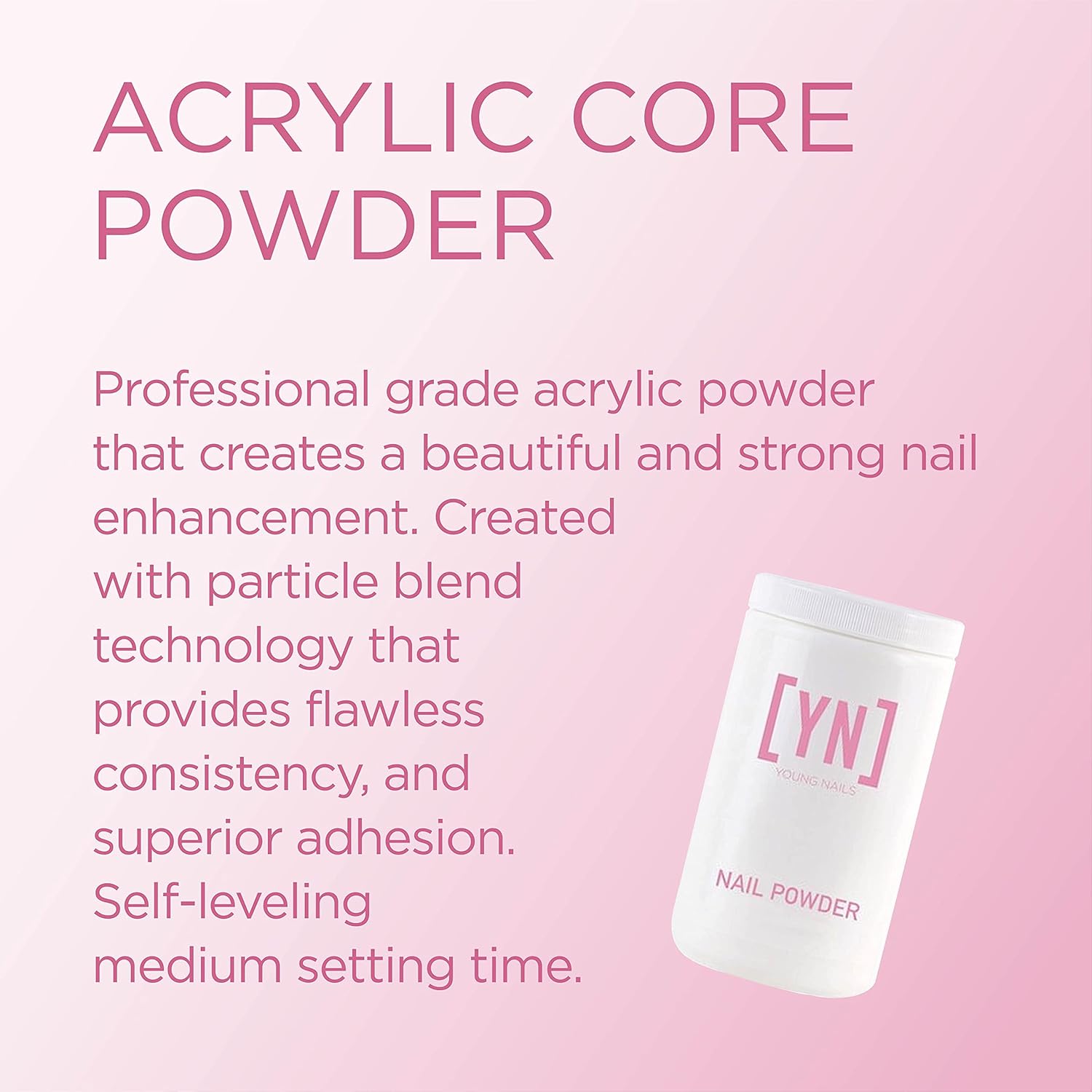 Young Nails Acrylic Cover Powder - Self-Leveling Acrylic Nail Powder, Clear Nude Pink White Acrylic Powder for Nail Extenstion, Professional Grade, Superior Adhesion, Color - XXX Pink 660g