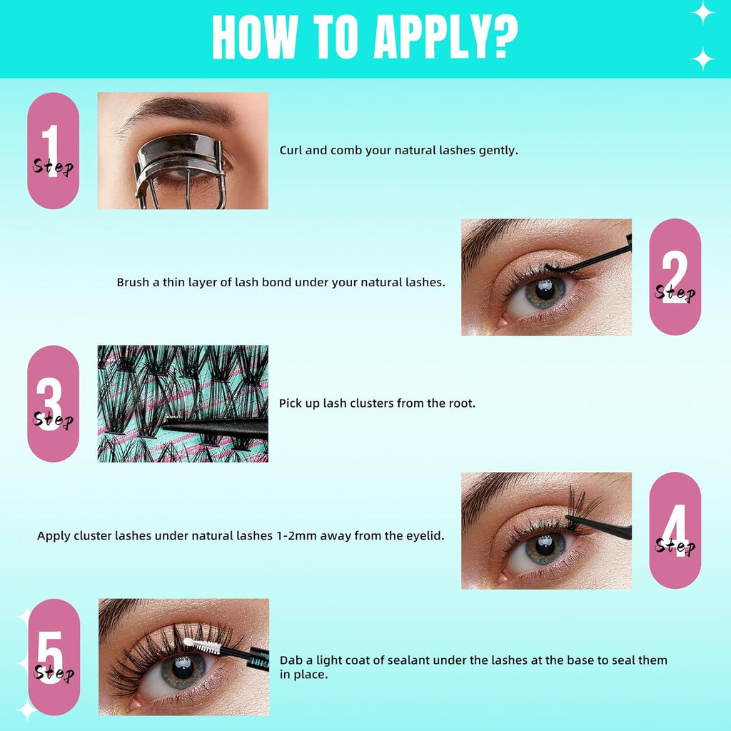 Lash Clusters Wispy 280PCS Eyelash Extension 30D Cluster Lashes Individual Lashes DIY Lash Extension Natural Look Cluster Eyelash Extensions Soft False Eyelashes at Home for Beginners(14mm)