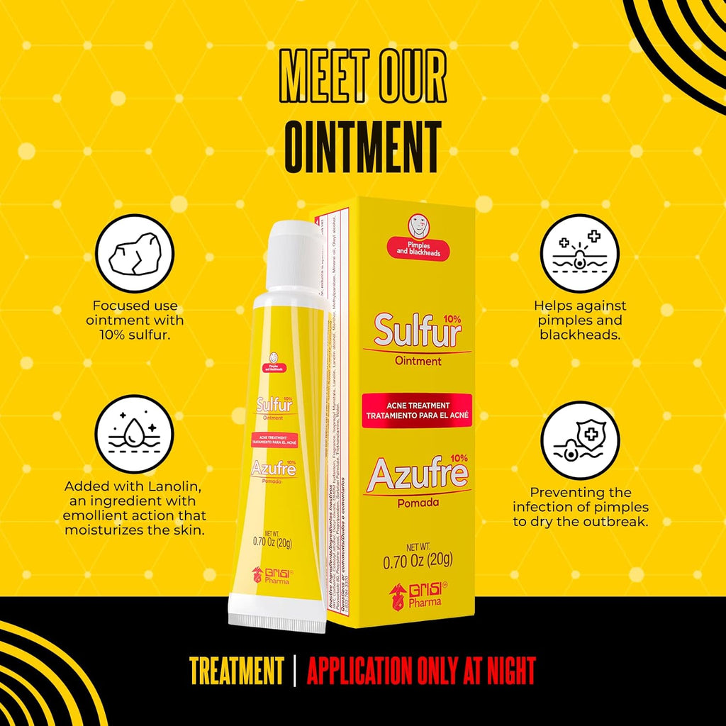 Sulfur Ointment with 10% Sulfur, Assists You in Treating Pimples, Blackheads or Blemishes, Acne Treatment, 2 Count (Pack of 2)