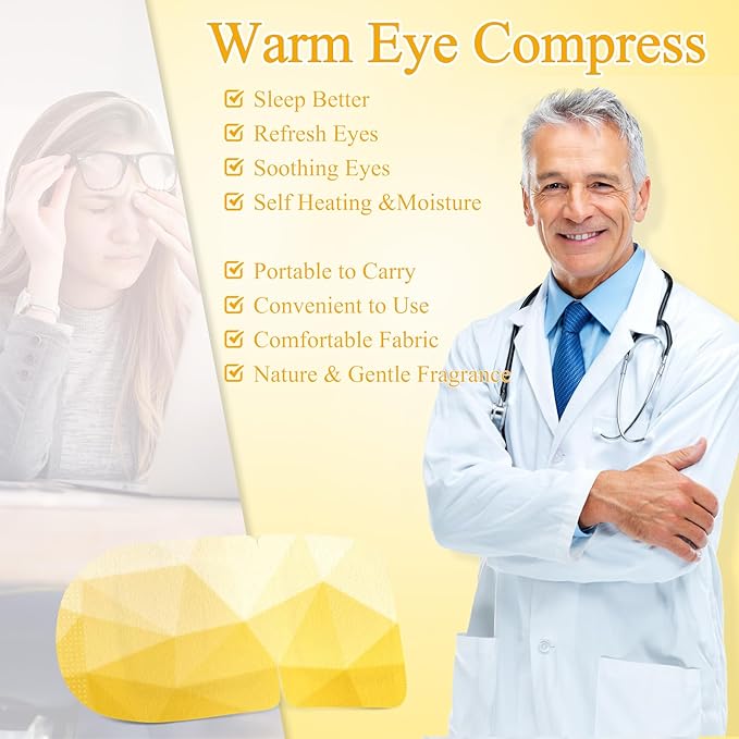 32 Packs Steam Eye Mask, Heated Eye Mask for Sleeping, Warm Compress for Eyes, Self Heating Disposal Eye Mask Comfortable Sleep Mask for Home, Office, Spa, Travel Essentials (Chamomile)