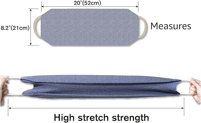 Evridwear Exfoliating Back Scrubber with Handles Two Sides for Body Shower Deep Cleans Skin Massages Invigorating Blood Circulation Men Women One Size (Back Scrubber + Heavy Gloves)