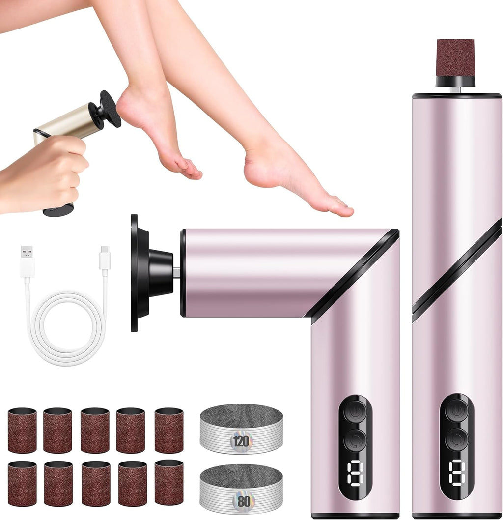 Electric Foot Callus Remover,2 in1 Rechargeable Callus Remover for Feet,9-Speed Wireless Electric Foot File Nail Grinder,Foot Scrubber Pedicure Tools for Dead Skin Dry Cracked Feet(Pink Fold)