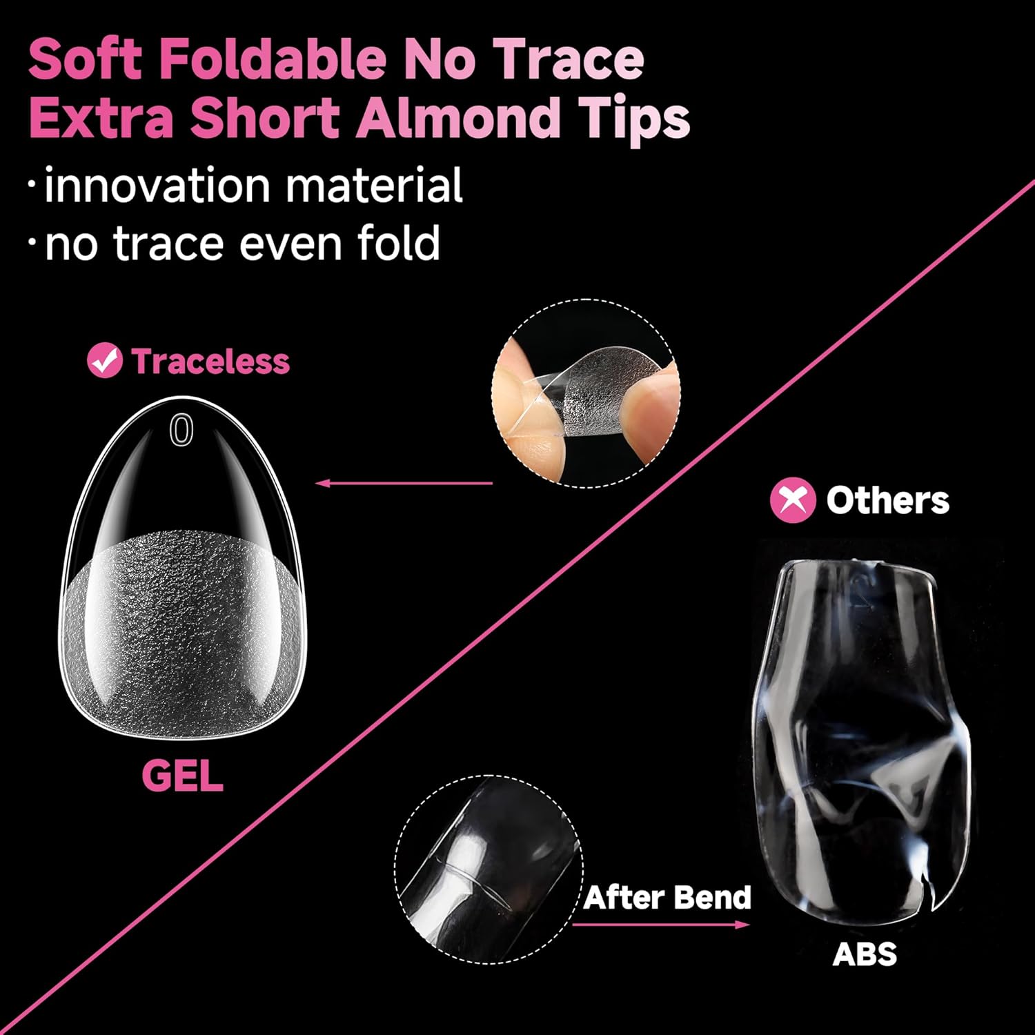 UNA GELLA Extra Short Almond Nail Tips, 312pcs XS Gel Nail Tips Almond Pre-Shaped Half Matte Full Cover No Need File Clear Fake Nails for Nails Extension Home DIY Salon 12 Sizes