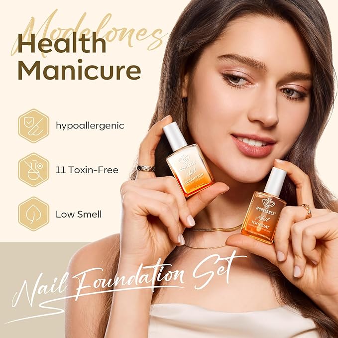 modelones Nail Strengthener Clear Gel Top Coat Nail Polish Cuticle Oil Pen Milky White Nail Repair for Damaged Nails Care Kit for Women 15 ml Ridge Filler for Growth