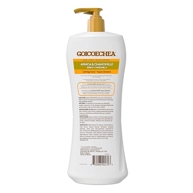 Goicoechea Calming Touch Body Lotion, Moisturizing Skin Care with Arnica & Chamomile, Varicose Veins Cream, Improves Appearance of Varicose Veins, Arnica Cream for Restful Legs, 13.5 oz (Pack of 6)