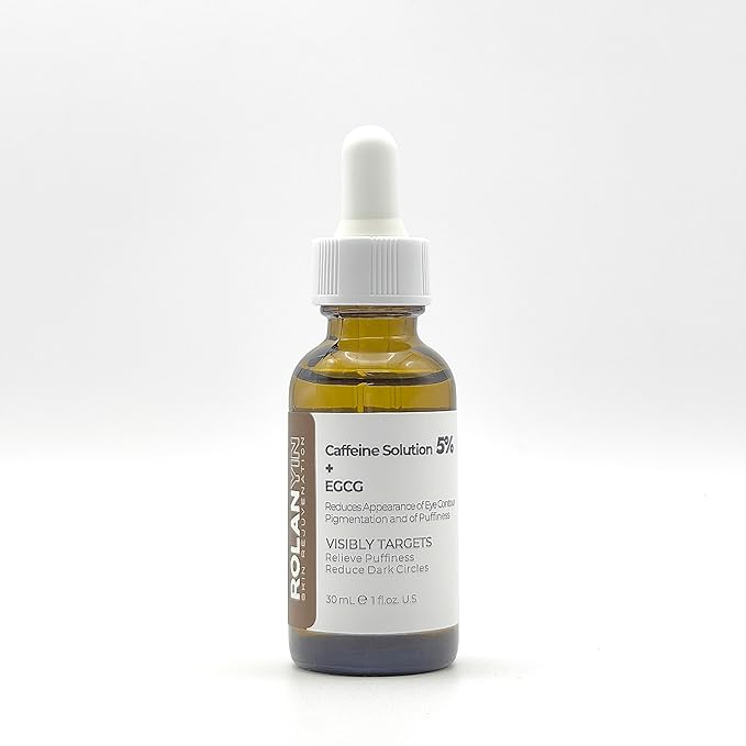 ROLANYIN Caffeine Solution 5% + EGCG Eye Serum for Puffiness Reduction Dark Circle Treatment Hydrating Firming and Soothing Anti Aging Nourishing Formula Eye Skin Care 1 Fl.Oz