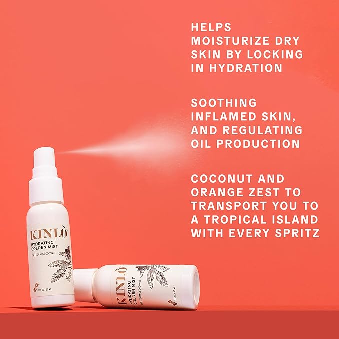 Kinlo Hydrating Golden Mist, 1 fl oz | Face Mist with Coconut Water, Aloe, Witch Hazel, Calendula | Facial Spray Mist Hydrating Toner Mist | Black Owned Skincare 1 fl oz