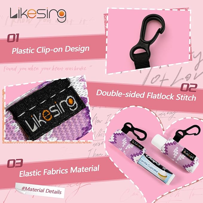 Chapstick Holder Key Chain, Lip Balm Holder for Chapstick Lip Gloss, Elastic Sleeve Chapstick Keychain Holder for Keys Purse Lanyard Gift for Women Girls (Lace, 4pcs)