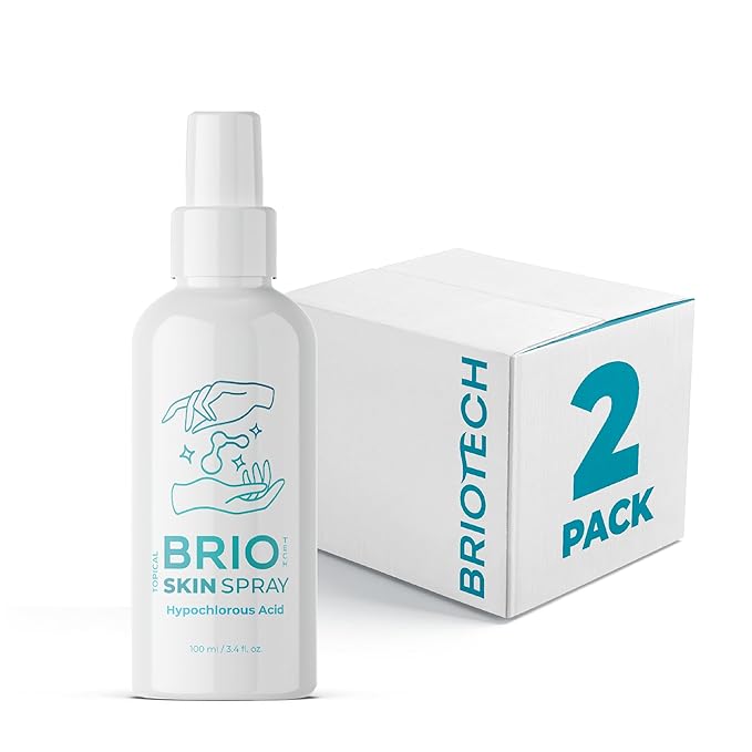 BRIOTECH Topical Skin Spray, Hypochlorous Acid for Body & Face, Eyelid Cleanser, HOCl Facial Mist, Support Against Irritation, Calm Redness, Soothe Foot & Scalp, 1 Liter Refill, 1 ct